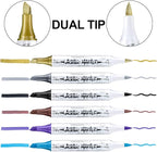 TRANSON 24 Colors Chisel and Brush Dual-tip Acrylic Paint Marker Pen Set for Canvas Rock Wood Leather Ceramic DIY Painting