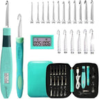 Yarniss 18 Size Counting Crochet Hooks with Light, Digital Counter Crochet Hooks Set with Case (2.0mm~14.0mm)
