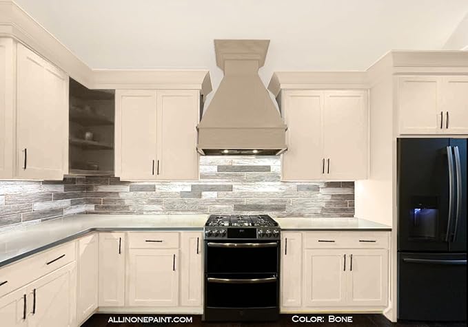 ALL-IN-ONE Paint, Durable cabinet and furniture paint. Built in primer and top coat, no sanding needed. Includes our 30 featured color card - Bone (off white), 8oz Sample