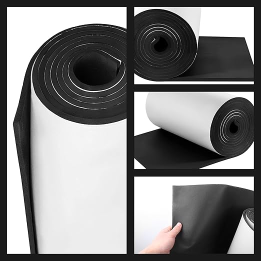 Adhesive Foam Roll Neoprene Sponge Foam Sheet Roll Closed Cell Insulation Closed Cell Foam Sheet Soundproof Foam Padding (Black, 12x59x1/8 Inches)