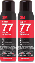 3M Super 77 Multipurpose Permanent Spray Adhesive Glue, Paper, Cardboard, Fabric, Plastic, Metal, Wood, Net Wt 13.44 oz (Pack of 2)