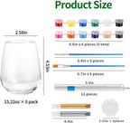 WJXCYGG 6 Sets Paint Your Own Wine Glass Set 6 Wine Glass 36 Glass Painting Acrylic Paint Strips 2 Glass Liner Pen 12 Markers with 12 Brushes and 6 Palette for Adults Lady Night Couple (Stemless)