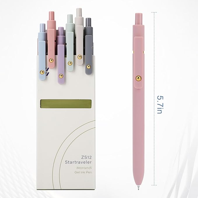 Gel Pens 6Pcs, 0.7mm Smooth Writing Black Ink Pens for Journaling, Cute Aesthetic Office Desk Accessories, School Supplies, Gift for Students & Artists (6Pcs Morandi-Black Ink)
