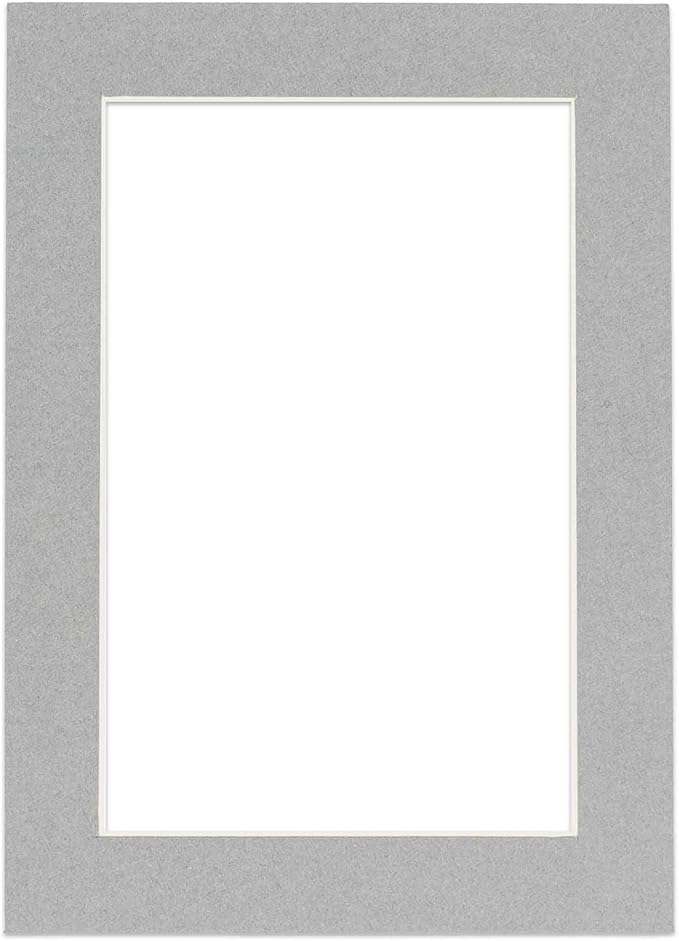 Poster Palooza 8.5x11 Mat Bevel Cut for 7x9 Photos - Acid Free Mid Grey Precut Matboard - For Pictures, Photos, Framing - 4-ply Thickness