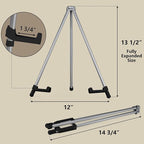 14" High Tabletop Instant Display Easel, Small Desktop Steel Easel Stand with Adjustable Holders for Paintings, Posters and Store Signs(Silver, 2Pack)