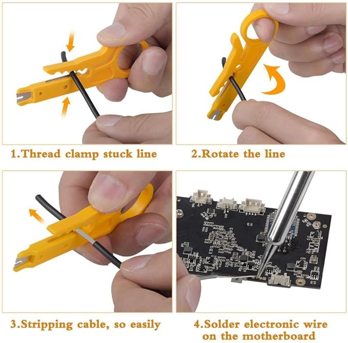 Electric Sodering Iron Kit set 110V 60W Adjustable Temperature Soldering Iron Digital Multimeter 5pcs Soldering Tips Solder Wire Stand, Desoldering Pump Tweezers Welding Tool Screwdriver wire stripper