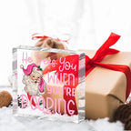Funny Santa Desk Decor Acrylic Sign 4X4 Inch, Humorous Christmas Decorations Desk Signs for Toilet Cubicle Room Bathroom, Gag Gifts for Women Men Friends