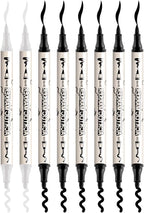 TRANSON 6 Black and 2 White Paint Markers Bold and Brush Dual-tip Acrylic Paint Marker for Rock Glass Canvas Wood Leather Ceramic DIY Painting