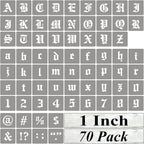 1 Inch Alphabet Letter Stencils for Painting - 70 Pack Old English Letter Stencil Templates with Numbers and Signs for Painting on Wood, Reusable Letters Stencils for Chalkboard Wood Signs & Wall Art