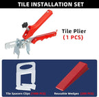 Tile Leveling System with Tile Plier, 1000-Piece Tile Spacers Clips and 200-Piece Reusable Wedges, Tile Leveler Tool Set for Ceramic Tile and Stone Installation (1/8 Inch Tile Spacers)