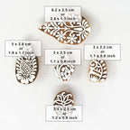 Small Floral Design Pottery Stamps - Indian Wooden Printing Stamps for Block Printing/Craft Card Making/Scrapbook/Clay Set of 5 | Hashcart®