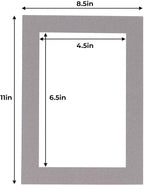 5x7 Mat for 8.5x11 Frame - Precut Mat Board Acid-Free Show Kit with Backing Board, and Clear Bags Charcoal 5x7 Photo Matte Made to Fit a 8.5x11 Picture Frame Matboard for Framing, Pack of 25 Mats