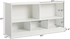 Kids Toy Storage Organizer, 5-Section Storage Cabinet for Organizing Books Toys, Wooden Bookshelf Daycare Furniture for School, Classroom Playroom, Nursery, Kindergarten (White)