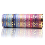 AEBORN Thin Purple Washi Tape - 20 Rolls 5mm Gold Foiled Skinny Washi Tape Set, Pretty Star Washi Tape for Bullet Journal, Scrapbook, Gift Packaging, DIY Crafts