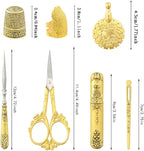 Vintage Embroidery Scissors Set, European Style Stainless Steel Sewing Tools for Sewing, Craft, Art Work, Needlework, Gold