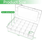 Large 24 Grids Plastic Organizer Box Adjustable Dividers,Clear Storage Box for Jewelry, Art DIY Crafts, Washi Tapes, Beads and Small Parts(2 Pack)