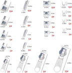 48 Pieces Metal Zipper Repair Accessories Set, Zipper Head Slider Retainer Box Insert Pin Top Bottom Stoppers for DIY Sewing Replacement Zipper Repair Kit 3# 5# 8# 10# (Platinum)