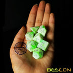 Bescon Glowing Polyhedral RPG Dice Set Luminous Jade, Bescon Glow in Dark Poly Dice Set of 7, DND Role Playing Game Dice