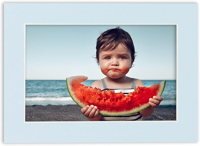 Pack of TEN 8x10 Mats Bevel Cut for 5.5x8.5 Photos - Acid Free Baby Blue Precut Matboards For Pictures, Photos, Framing - 4-ply Thickness