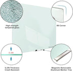 Magnetic Glass Whiteboard - Glass Dry Erase Board 48"x96" Large Frameless Board for Walls Office School and Home