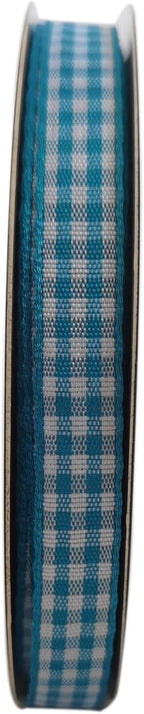 Micomon Vivid Blue and White Woven Edge Plaid Ribbon 100% Polyester Gingham Ribbon 25 Yards Each Roll (3/8",Vivid Blue)