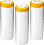 3 Pack Protective Masking Film with Tape 5 x 65 Ft Car Painters Plastic Sheeting Roll Tape and Drape Masking Film for Automotive Painting Covering Frames, Furniture, Auto Body