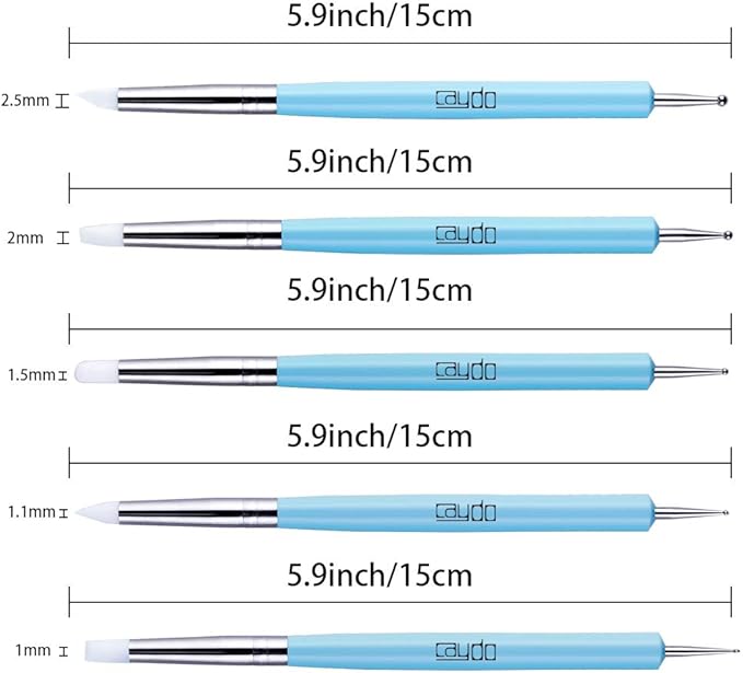 Caydo 9 Pieces Stylus Tools, 5 Pieces 2 Way Total 10 Different DIY Silicone and Ceramic Clay Indentation Tool and 4 Pieces Double-Ended Metal Ball Tools