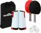 Ping Pong Net Table Tennis - Win SPORTS Paddle Set with Retractable Net,Play Anywhere Ping Pong Net for Any Table,2 Table Tennis Paddle& Rackets,3 Balls,Storage Case,Set with Retractable Table Tennis Net