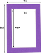 11x14 Mat for 8.5x11 Photo - Precut Purple Picture Matboard for Frames Measuring 11 x 14 Inches - Bevel Cut Matte to Display Art Measuring 8.5 x 11 Inches - Acid Free Pack of 100 MATS