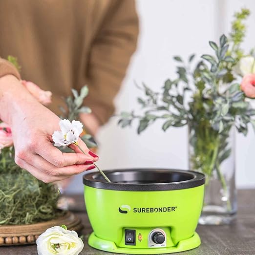 Surebonder 803 Electric Hot Glue Skillet, Adjustable Temperature 225-400°F, 5.25-Inch Diameter, 1-Inch Depth, Dip Crafts Directly Into Pot of Hot Glue, Green and Black
