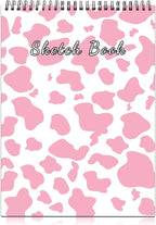 Deokke Sketchbook Top Spiral Bound Sketch Pad, 9 x 12 inch,100GSM Thick Paper,50 Sheets 100 Pages,Art Sketch Book Aesthetic Cute Drawing Writing Paper,for Girls Women-Pink Cow Pattern Western