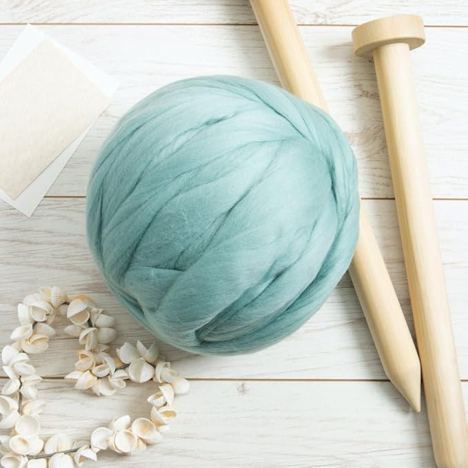 Colored Natural Wool roving, 8 OZ. Best Wool for Needle Felting, Wet Felting, handcrafts and Spinning. (Acqua)