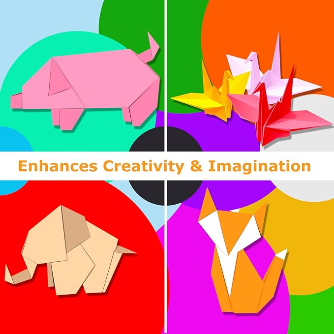 200 Sheets Origami Paper, 20 Colors Origami Craft Kit 6x6, Double Sided Color Origami Papers with 100pcs self-Adhesive Wiggle Eyes, Origami Paper for Kids Arts Crafts