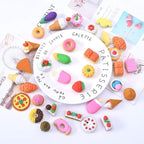 72 Pcs Assorted Food Pencil Erasers Toy Set, Cake Dessert Fruit Puzzle Erasers Toys for Kids Reward Party Favors (Food)