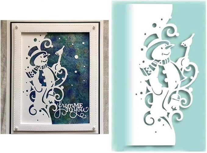 Metal Cutting Dies DIY Embossing Stencil Template Scrapbooking Card Making Mold Photo Album Arts Crafts Tools (Lace Snowman-16.4x7.9cm)