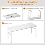 Need Computer Desk Office Desk 62 inches Folding Table with BIFMA Certification Computer Table Workstation, White AC5DW-157