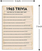 QUPT 60th Birthday Party Games, 1965 Trivia Games, Birthday Party Supplies for Adults, Fun 1965s Party Game，Pack of 30 Cards