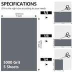 5000 Grit Sandpaper, 9 x 11 Inch Wet Dry Sand Paper Hand Abrasive Sanding Sheets for Wood Metal Automotive Sanding and Polishing, Extra Fine - 5 Sheets