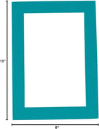 Pack of 25 Acid Free 8x10 Mats Bevel Cut for 5.5x8.5 Photos - Teal Blue Precut Matboards With Backing Boards and Clear Photo Mat Bags For Pictures, Photos, Framing - 4-ply Thickness