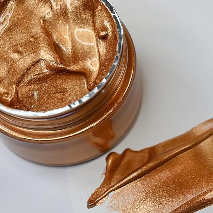 Shimmer Metallic Acrylic Paint Metallic Chalk Paste 1.7oz/50ml, Ideal for Wood/T-Shirts/Glass/Stone, DIY Crafts Projects Glitter Pearlescent Golden Pigment Suitable for Beginners Artists (Bronze)
