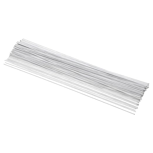 PATIKIL 16 Gauge 16" Floral Stem Wire, 100 Pcs Paper Wrapped Iron Artificial Flower Stem Accessories for DIY Bouquet Stem and Craft Decoration, White