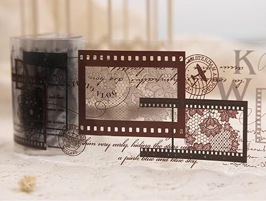 3pcs Vintage Lace Tape Cutout Art Lace Black White Stickers Roll Sticker PET Reusable Exquisite Lace Floral Film Pattern Tape for DIY Scrapbook Album Journal Photo Frames Decor