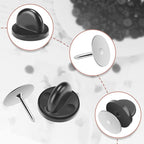 JANYUN 120 Pairs Rubber Blank Pin Backs Butterfly Clutch Backings Holder Tie Tacks Keepers Replacement with 9mm Length 10mm Width Lapel Enamel Pins for Craft Making