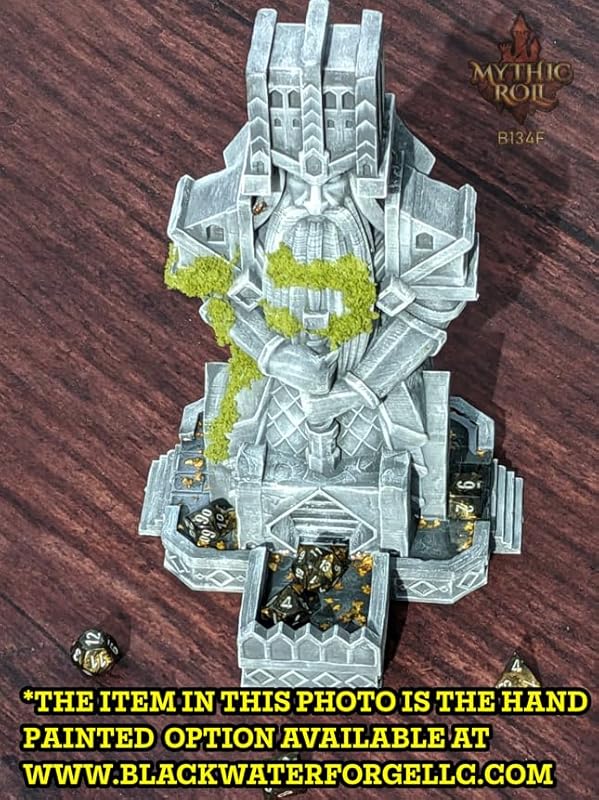 Dwarven 3D Printed Dice Tower - Baldur's Shrine by Unchained Games - Mythic Roll - Carve Your Fate in Stone with Ancestral Echoes and Valor! (31.) Glow in Dark-Blue)