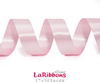LaRibbons Light Pink Satin Ribbon 1 Inch 50 Yards Luxury Double Faced Pink Silk Ribbon for Gift Wrapping Flower Bouquet Crafts Wedding BabyShower Decoration