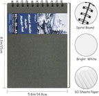 8.3x5.8 Sketch Book, Top Spiral Bound Sketch Pad, 60sheets 92lb/150gsm Bright White Paper, Acid-Free Mixed Media Paper for Painting, Dawing & Art Supplies. B-Darkgrey