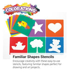 Colorations Familiar Shapes Stencils for Kids, 8 inches, Jumbo, Sturdy, Quality, Washable, Paint, Draw, Spray, Classroom, Arts & Crafts, Teacher, Educational (Item # ESTEN)