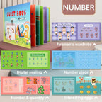 4 Subjects Montessori Quiet Book Busy Board for Toddlers, Toddler Travel Toys, Sensory Toddler Activities, Montessori Educational Toys for 2 3 4 Year Old Boys Girls Gift
