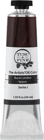 Tusc & Pine Artist Oil Paint - Burnt Umber Warm, 40 ml, Non-Yellowing, Rich & Creamy Consistency, Maximum Pigment Load, Small Batch Milled Oil Paints Made in the USA for Professional Artists