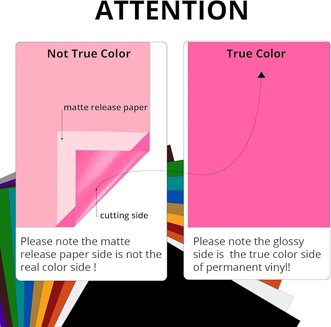 HTVRONT Pink Permanent Vinyl, 12 Pack Glossy Pink Vinyl for Cutting Machine - 10 Permanent Sheets 12" x 12"& 2 Transfer Tape Sheets for Craft Cutter, Party Decoration (Glossy)